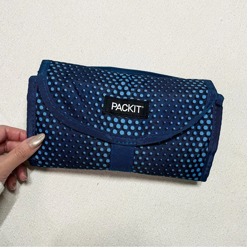 PackIt Freezable Lunch Bag Sack in Blue Polka Dot
